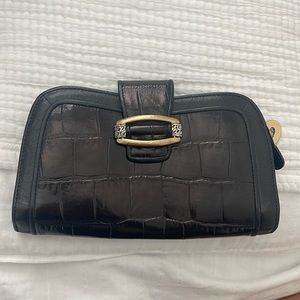 Black Brighton Crocodile Skin Clutch Purse